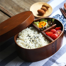 Fiambrera de madera de estilo japonés, caja Bento portátil de 1/2 capas para Picnic, niños, estudiantes, contenedor de comida, contenedor de alimentos para comer 2024 - compra barato