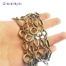 Cadena de bronce antiguo de 100cm para mujer, cadena de bolso, collar de cadena larga de latón, joyería hecha a mano de 13x13x3MM 2024 - compra barato