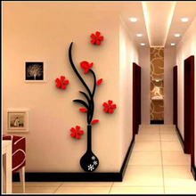 new sale Top Grand DIY Vase Retro Home Room TV Decor Vase Plum Flower Tree Crystal Arcylic 3D Wall Stickers 2024 - buy cheap