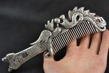 Collectibles Old Decorated Handwork Miao Silver Carving Dragon Phoenix Comb 2024 - buy cheap