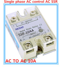 Single phase solid state relay AC  to AC SSR-10AA 10A SSR relay input 24-380VAC output 80-250VAC 2024 - buy cheap