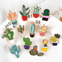 13 Styles Mini Cartoon Potted plant Denim Lapel Enamel pin Variety Color Cactus Badge Brooch Man Women Gift Jewelry for Children 2024 - buy cheap