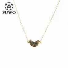 FUWO Natural Abalone Shell collar de media luna con oro recortado Cadena de latón de alta calidad Seashell joyería al por mayor NC517 2024 - compra barato