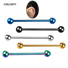 Junlowpy industrial barbell cartilagem brinco corpo piercing jóias 1 1/2 Polegada (38mm) cartilagem helix tragus piercing 14g 2024 - compre barato