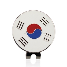 Korea Flag Golf Ball marker 1pc GOG Ball Marker with Cap Clip  Alloy Professional 1.18" 30mm For Korean 2024 - buy cheap