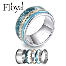 Floya Gear Rings Women Turning Stainless Steel Band Ring Statement Arctic Symphony Collection Wedding Ring Set Anillos Acero 2024 - buy cheap