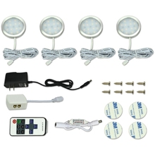 4 pcs LED Sob A Luz Do Armário Da Cozinha Armário Puck Llights com Controle Remoto Sem Fio RF Regulável roupeiro lâmpada Lâmpadas bar Decoração
