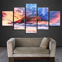 Wall Art Decoration HD Modern Prints 5 Pieces Mountain And White Cloud Abstract Scenery Pictures Modular Canvas Paintings Poster 2024 - buy cheap