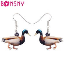 Bonsny de acrílico de dibujos animados caminar pato de cara norte pendientes largo pendientes novedad Animal joyería para mujeres niñas regalo para adolescentes a granel 2024 - compra barato