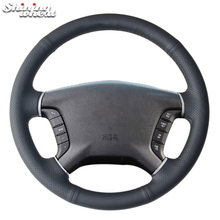 BANNIS Black Genuine Leather Car Steering Wheel Cover for Mitsubishi Pajero 2007-2014 Galant 2008-2012 2024 - buy cheap