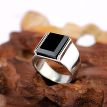 Anel de pedra de ônix preto, anel vintage de aço inoxidável dourado para casamento masculino, joias quadradas punk na moda de rock 2024 - compre barato