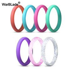 7pcs 4-10 Size Hypoallergenic Crossfit Flexible Glitter Silicone Ring Food Grade FDA Rubber Finger Ring For Women Wedding Rings 2024 - buy cheap