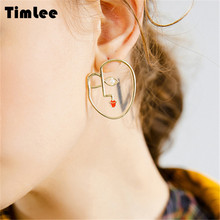 Timlee E268 New Personality Design Face Earring Abstract Outline Alloy Studs Earrings Popular Jewelry Wholesale 2024 - buy cheap