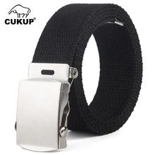 CUKUP Unisex Design Alloy Automatic Buckle Metal Tactical Belts Ladies Quality Canvas Belts for Children 3.3cm Width CBCK103 2024 - buy cheap