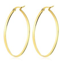 MxGxFam Titanium steel Smooth Oval Circle Hoop Earrings (1pair) Jewelry For Women 18 K White Gold Color No Fade 3 Size 2024 - buy cheap