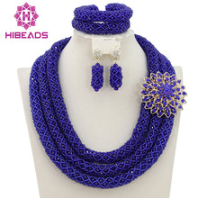 Conjuntos de joyas para novias y mujeres, juego de joyas con cuentas de moda, color azul real, envío gratis, QW334 2024 - compra barato