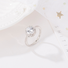 Grande cristal redondo estrelado cristal cristal banhado a prata anéis para as mulheres 6 tamanhos 2024 - compre barato