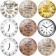 JWEIJIAO Vintage Retro Clock Images So Many Books So Little Time DIY Glass Cabochon Dome Demo Flat Back Jewelry Findings 2024 - buy cheap