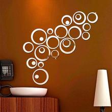 24pcs/set DIY Circles 3D Mirrors Wall Stickers Decal Vinyl Art Removable Mural Wall Sticker for Room Decoration TV Background 2024 - buy cheap
