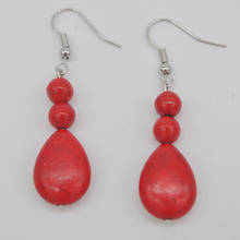 Red Howlite Beads Dangle Earrings Fashion Jewelry For Woman Gift T047 2024 - buy cheap