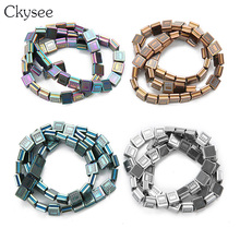 Ckysee Approx.52Pcs/lot Natural Square Shape Stone Spacer Beads 8x8mm Dark Gold Silver Color Hematite Spacer Beads Diy Jewelry 2024 - buy cheap