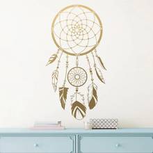 Decoração da casa sonho apanhador decalque da parede boho adesivo de parede dreamcatcher único papel de parede vinil decoração do quarto tribal decalsay1453 2024 - compre barato