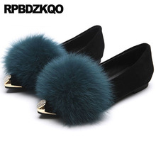 Women Diamond Fur Rhinestone Crystal Designer Shoes China Pointed Toe Winter Chinese Suede Size 34 Ladies Metal Flats Slip On 2024 - buy cheap