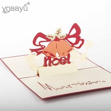 Ynaayu 1 шт. 3D Поздравительные открытки с надписью "Merry Christmas" ручной работы, рождественские аксессуары для рождественской вечеринки 2024 - купить недорого