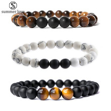 Black Stone Bead Bracelet Round Beads Bracelets Jewelry For Women Gift Viking Bijoux Dropshipping Wholesale 2024 - buy cheap