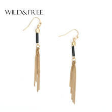 WILD & FREE Delicate Zinc Alloy Tassel Drop Earrings Jewelry For Women Vintage Beaded Black Stone Pendant Long Earrings Female 2024 - buy cheap