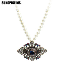 Женское винтажное ожерелье SUNSPICE MS, винтажное ожерелье с подвеской из бусин под античное золото, этнический Дубай, банкет, свадебная бижутерия 2024 - купить недорого
