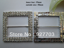 (CM35 35mm innner bar)50pcs square rhinestone buckle for wedding invitation card 2024 - buy cheap