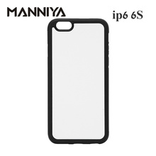Manniya 2D сублимации пустой резиновый TPU + PC чехол для iPhone 6/6S с Алюминий Подставки и клея Бесплатная доставка! 100 шт./лот 2024 - купить недорого