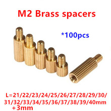 100pcs 2mm Thread M2 Brass Standoff Spacer Male to Female Brass Spacing Screws Pillar M2*21/22/25/28/30/32/35/38/40+3mm 2024 - buy cheap