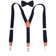2.5cm Width Metal Y Back Suspensorio Bow Tie Set 3 Clips High Elastic Business Solid Men Pant Suspenders Brace Husband Father 2024 - buy cheap