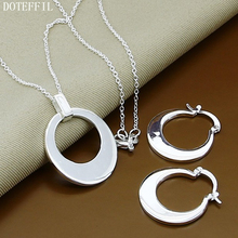 DOTEFFIL 925 Sterling Silver Smooth Sickle Necklace Earring Set For Woman Wedding Engagement Party Fashion Charm Jewelry 2024 - buy cheap