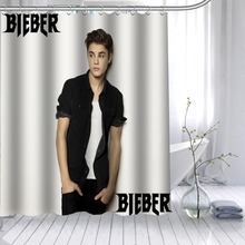 Cortina de ducha impermeable 3D de Justin Bieber, cortina para el baño con tejido de poliéster, impresión de alta definición, 12 ganchos 2024 - compra barato