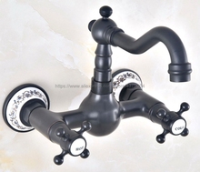 Parede Montada Duas Alças de Petróleo Friccionada Bronze Finish Kitchen Sink Bacia Banheiro Torneira Torneira Misturadora Nnf473 2024 - compre barato