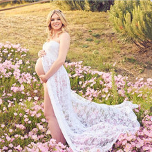 Maternity Photography Props Lace Stretchy Pregnancy Slit Open Long Dress For Shoot Photo Maxi Strapless Dresses Party Vestido 2024 - buy cheap