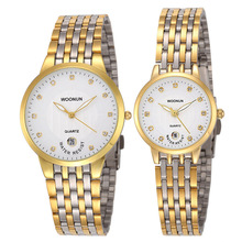 2020 WOONUN Top Brand Luxury Couple Watch Set Men Women Ultra Thin Gold Stainless Steel Quartz-watch Fashion Lover Pair Watch 2024 - buy cheap