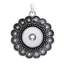 Fashion DJ0018 Beauty Charming Vintage Flower pattern charming snap pendant necklace fit 18MM charming snap buttons wholesale 2024 - buy cheap