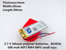 3.7V Polymer battery Blue Devils V3 applicable 402050 042050 500MAH MP3 MP4 MP5 X19MP3 battery 2024 - buy cheap