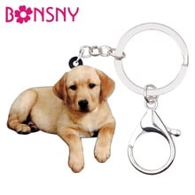 Bonsny Acrylic Labrador Retriever Dog Key Chains Keychain Ring New Animal Jewelry For Women Girl Pet Lovers Bag Purse Car Charms 2024 - buy cheap
