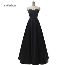 Женское атласное платье ruthshen, длинное черное вечернее платье без бретелек с открытой спиной для матери невесты, Vestido Longo 2024 - купить недорого