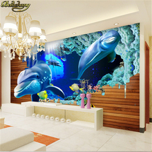 beibehang large mural European television background wallpaper living room bedroom Underwater World 3d stereoscopic wallpaper 2024 - buy cheap