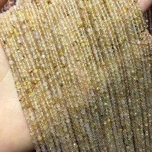 Pequenos grânulos de pedra natural contas de ouro cabelo rutile quartzo 2 3 4.5mm seção solta contas para fazer jóias colar diy pulseira 2024 - compre barato