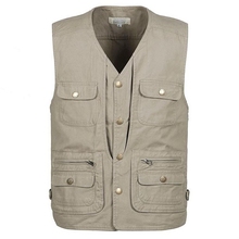 Colete masculino plus size para primavera e verão, jaqueta de algodão confortável com muitos bolsos, para fotografia 2024 - compre barato