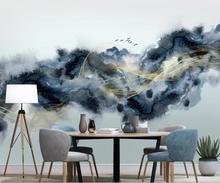Papel de parede 3d personalizado com tinta abstrata paisagem linha de ouro sala de estar mural de decoração de parede pintura 2024 - compre barato