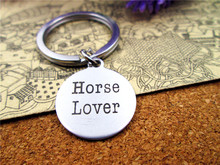 3pcs/lot 28mm stainless steel keyring with 20mm  stainless steel circle  "Horse lover"   charms keyring 2024 - buy cheap