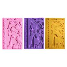 1 pc Elephant giraffe Zoo Animal Jungle World lion grass monkey Silicone Mold Cake Lace Decorating Fondant Sugar Cake Tool 2024 - buy cheap